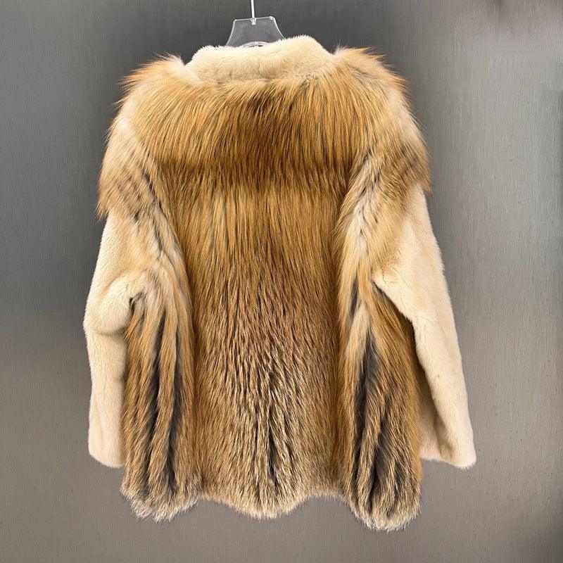 IN STOCK Women’s Mink and Real Fox Fur Coat Winter Jacket