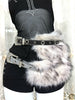 Faux fur diamond waist belt women y2k rhinestone punk style