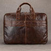 Genuine Leather Office Laptop Bag for Men with Trolley Sleeve
