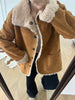 Women Reversible Shearling Wool Coat Winter Fur Jacket