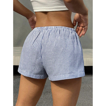 front buttons striped boxer shorts women