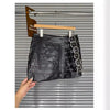 Faux Leather Mini Skirt Punk Motorcycle Bodycon with Metal Belt Straps