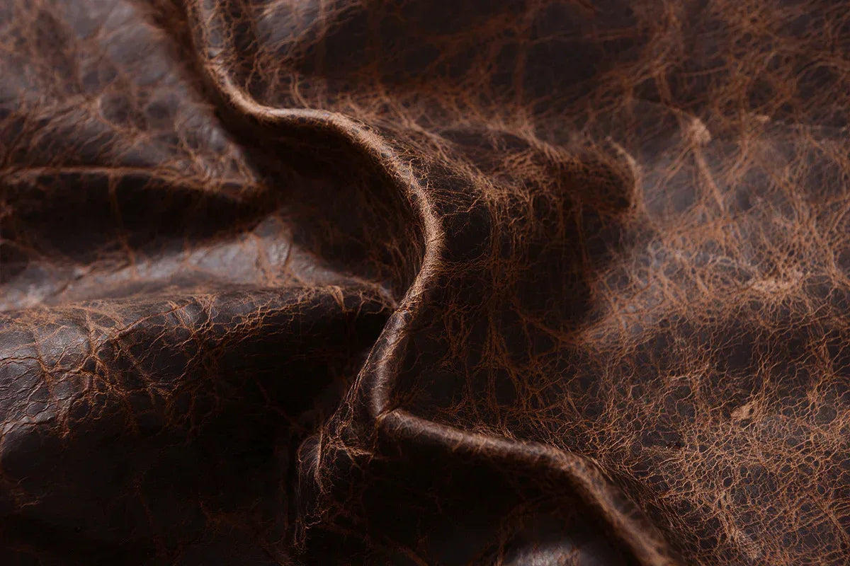 Mens Distressed Oil Wax Cowhide Leather Jacket