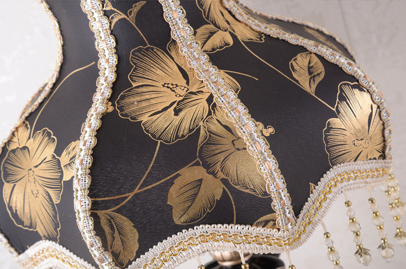 European fabric bedside table lamp black gold