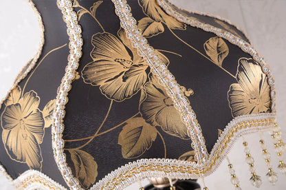 European fabric bedside table lamp black gold