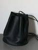 Black Leather Bucket Backpack Purse