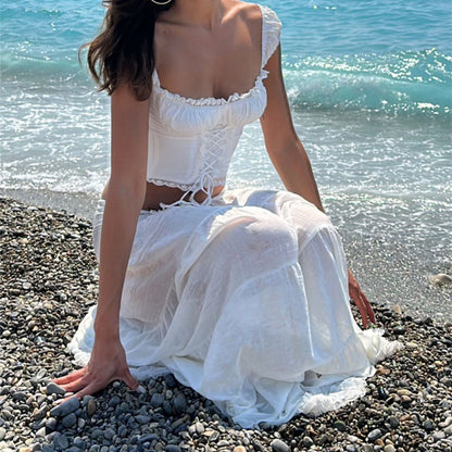 women's ruffled long frilly skirts