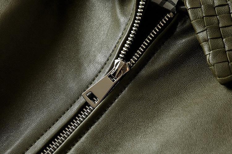 Women Genuine Leather Workwear Vest With Woven Collar