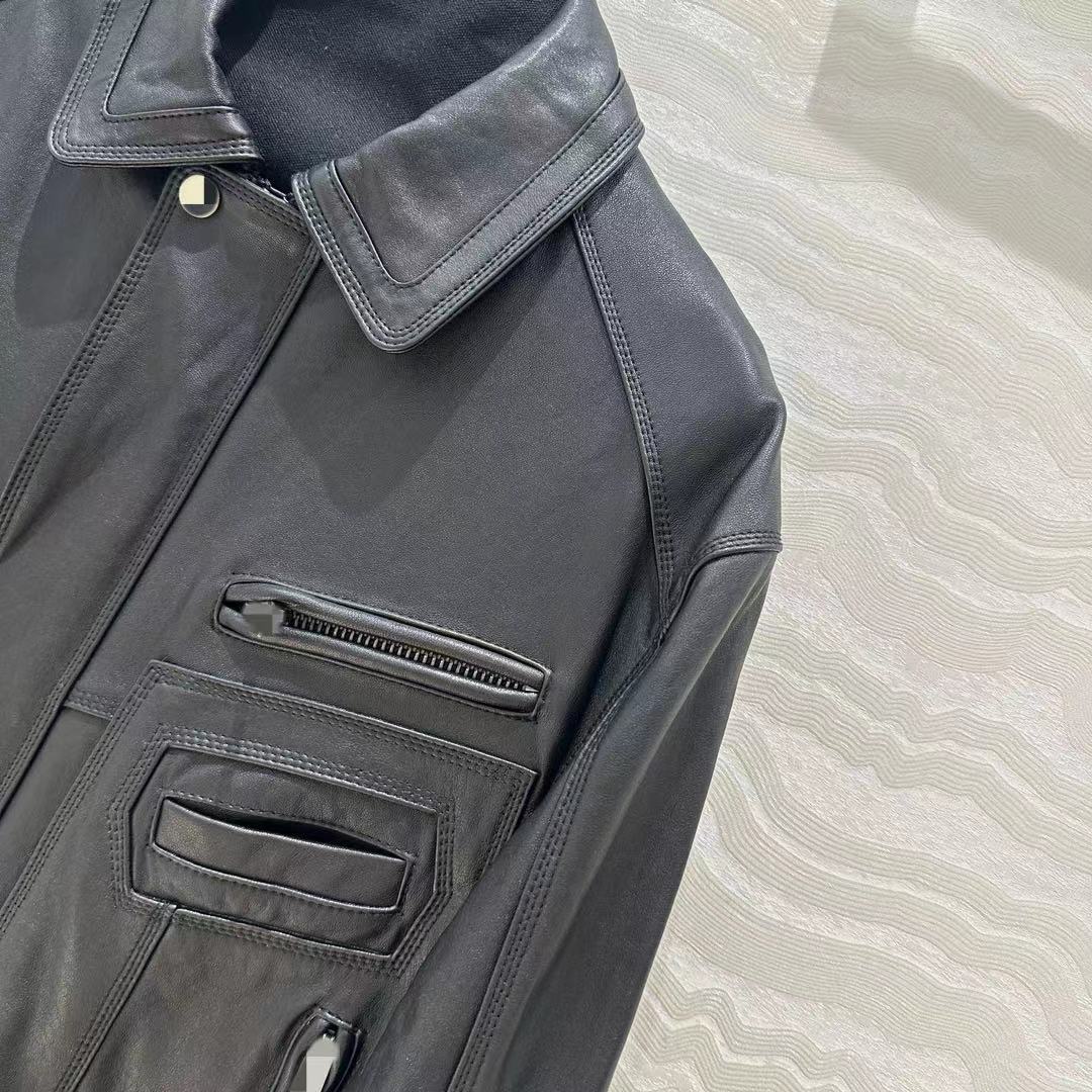 Retro Modern Genuine Leather Motorcycle Jacket Unisex