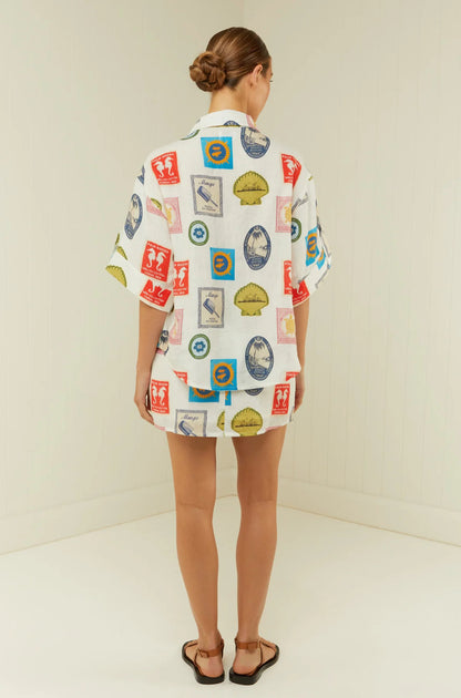 Printed Button Up Shirt and Skirt Set Women’s Summer Beach Outfit