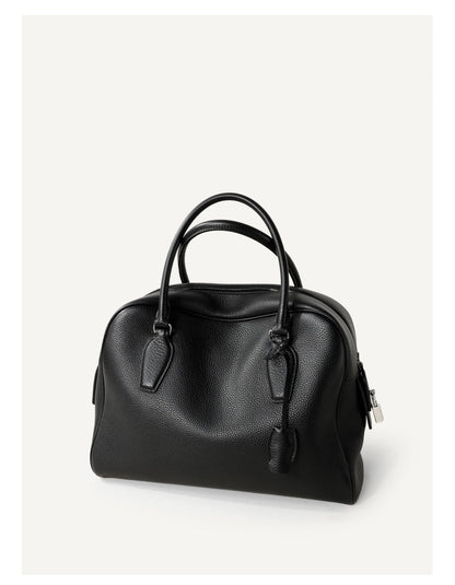 Leather Shoulder Bag Boston Briefcase Style Purse