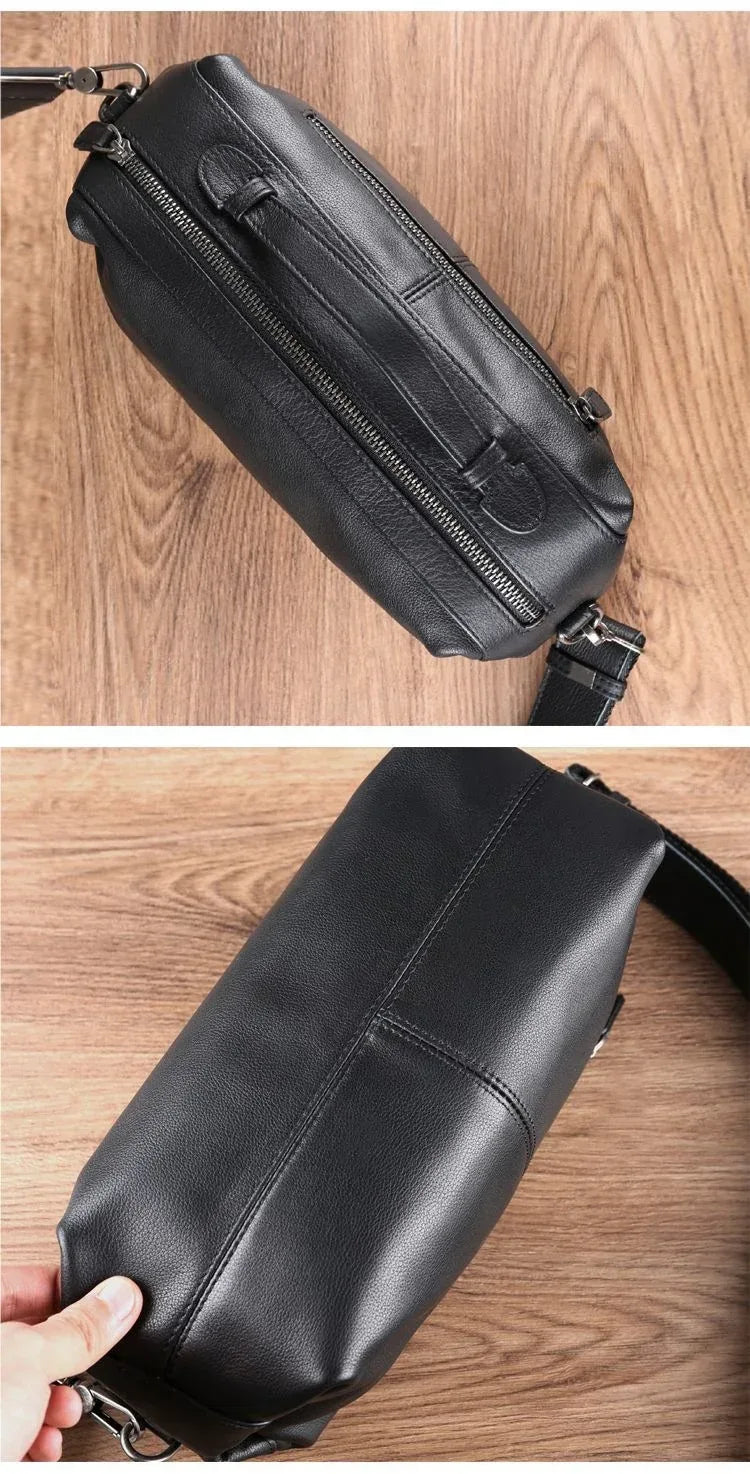 Men’s Full-Grain Cowhide Crossbody Chest Bag