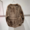 Women’s Brown Sheepskin Lambswool Fur Coat