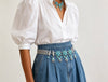 Women’s Turquoise Tassel Waist Chain with Silver Tone Drops