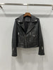 Women’s Genuine Leather Bomber Moto Jacket Black Short Fit