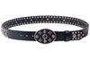 Black Leather Biker Belt with Rivets for Men and Women