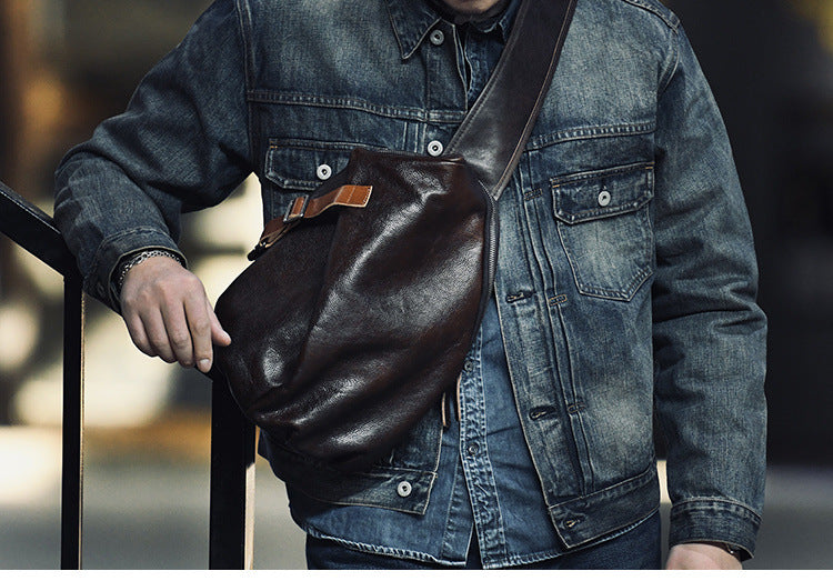 Men’s Genuine Leather Waist Bag Crossbody Chest Belt Bags