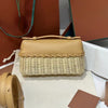 Handwoven Rattan and Leather Crossbody Summer Bag