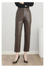 Women’s High Waisted Black Cropped Leather Pants
