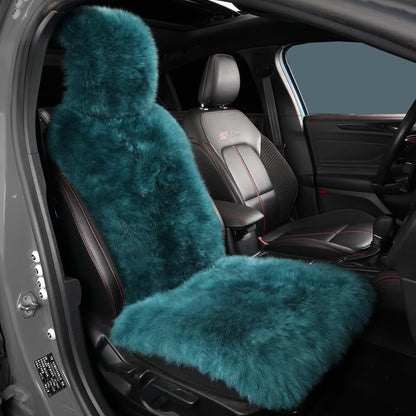 Long Hair Sheepskin Car Seat Cover with Plush Wool Backrest 4