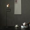 Black Wrought Iron Candle Stand with Wooden Cup – 45 cm