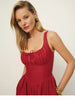 White linen a line midi sundress square neck summer