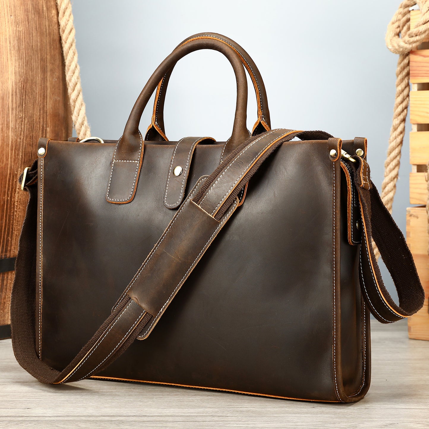brown briefcase leather crossbody bag
