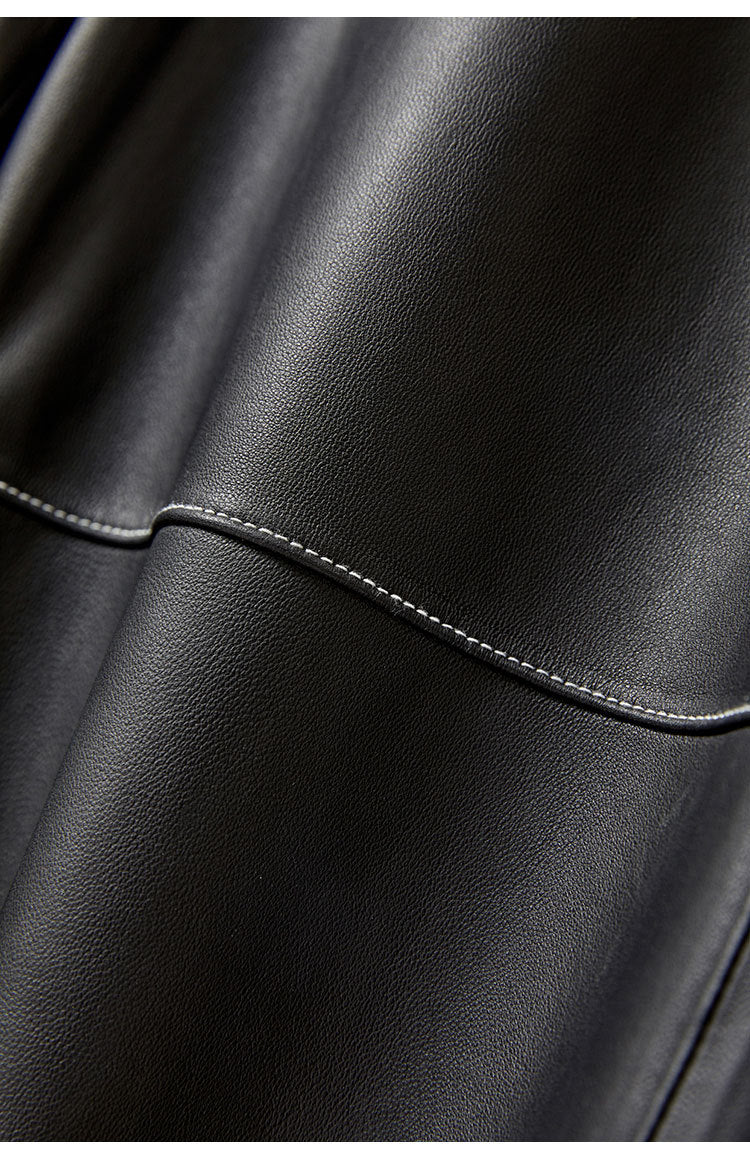 Irregular Cut Leather Wide Leg Pants for Women Cropped Straight Fit