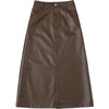Black PU Leather Midi Pencil Skirt with Slit