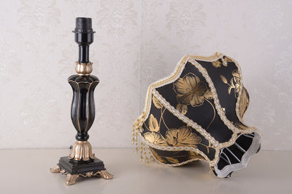 European fabric bedside table lamp black gold