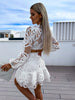 White boho lace two piece western outfit set