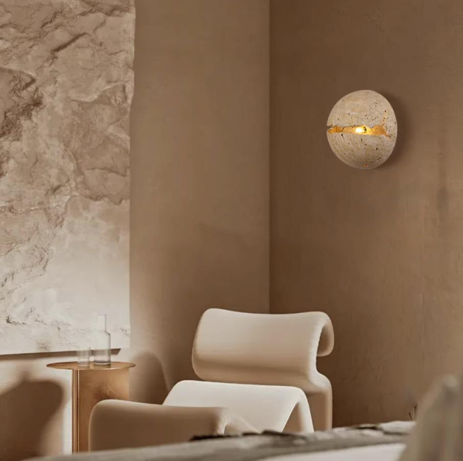 Wabi-Sabi Cave Stone Wall Lamp Nordic Yellow Light Fixture
