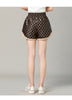 Women’s Leather Shorts Wide-Leg High Waist with Side Pockets