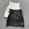 Leather Mini Skirt  High Waist  Front Lace-Up