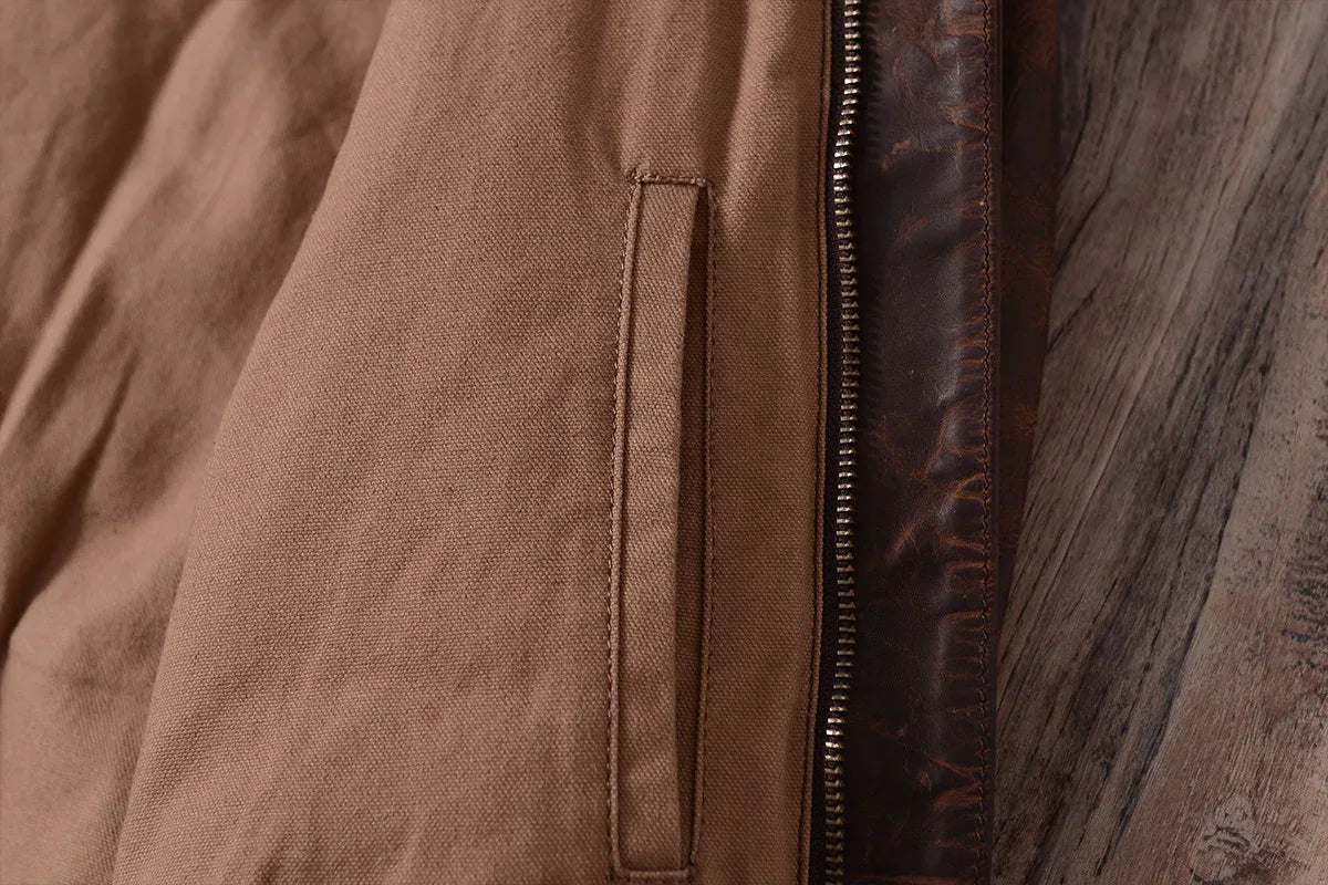 Mens Distressed Oil Wax Cowhide Leather Jacket