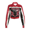 Red Faux Leather Bomber Jacket Women Moto Style
