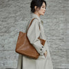Genuine Full Grain Large Office Shoulder Purse with Zipper