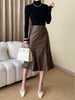 Leather Skirt High Waist Mermaid Hem
