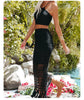 Women crochet halter top long skirt set