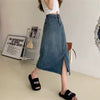 High Waist Denim Maxi Skirt
