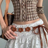 Women’s Floral Tie Waist Belt with Metal Rings