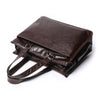 Leather Men's Business Laptop Briefcase with Shoulder Strap