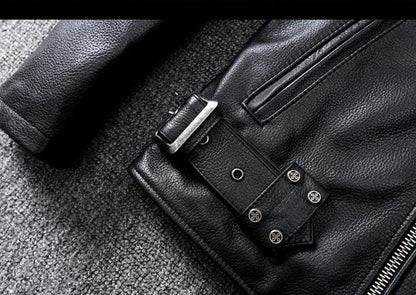 Men’s Slim Fit Motorcycle Leather Jacket