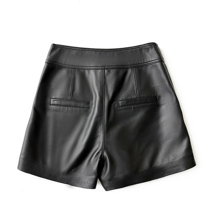 Women’s Leather High Waist Shorts Wide Leg