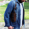 Men's Leather Shoulder Holster Bag Underarm Wallet for Outdoor Carry