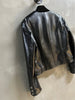 Black Leather Bomber V Neck Jacket Women