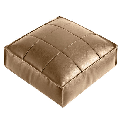 Faux Leather Pouf Ottoman Floor Cushion Cover