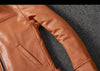 Men's Cowhide Leather Jacket Brown Slim Fit