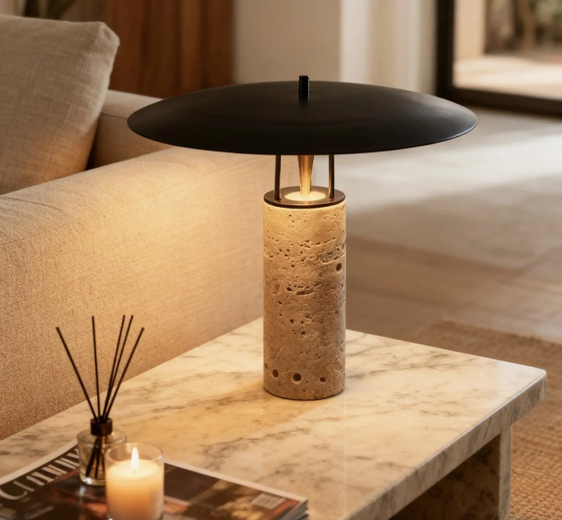 Nordic postmodern travertine table lamp