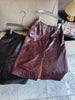 New waxed cowhide slit midi skirt